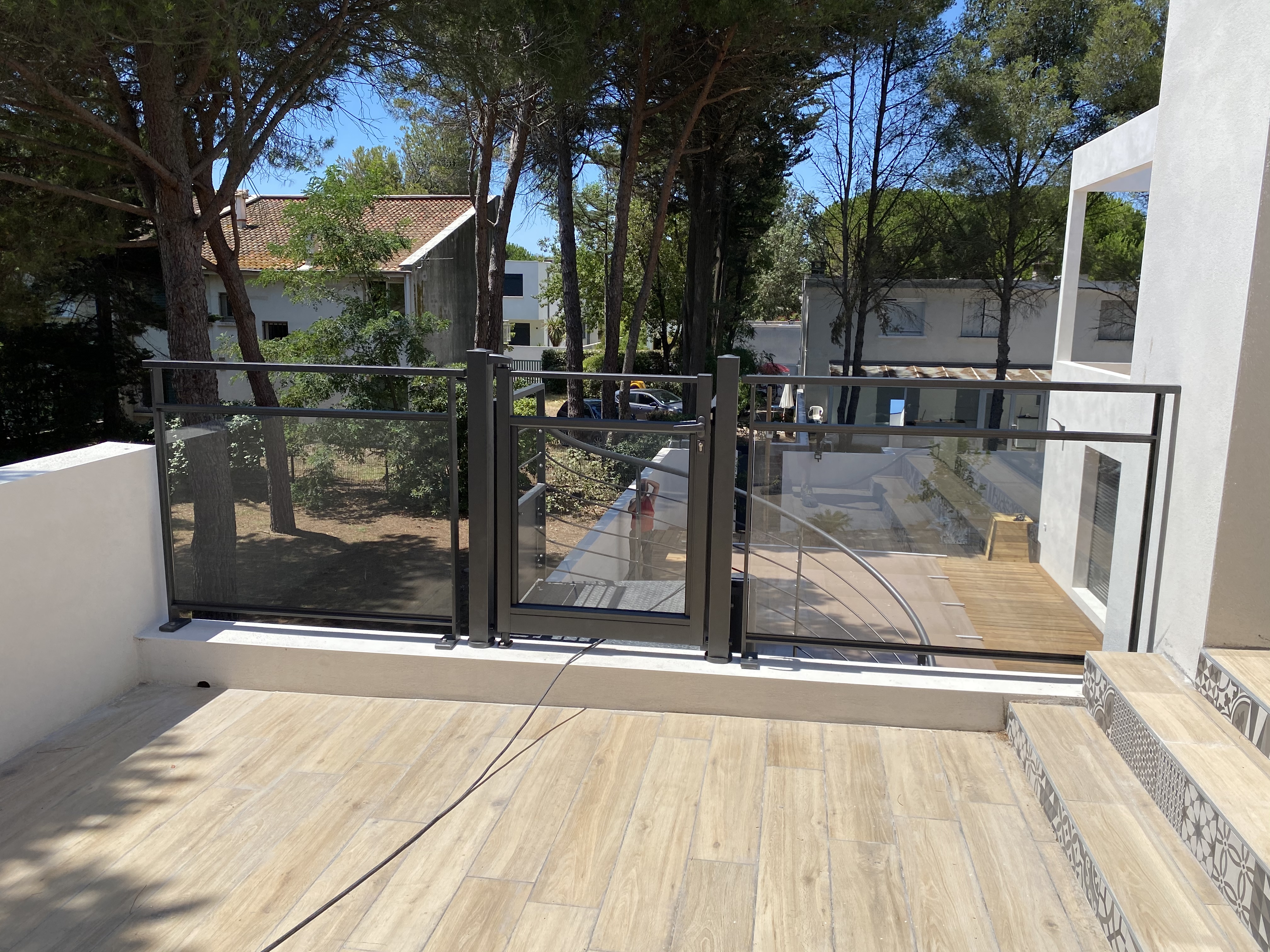 rambarde en aluminium sur une terrasse