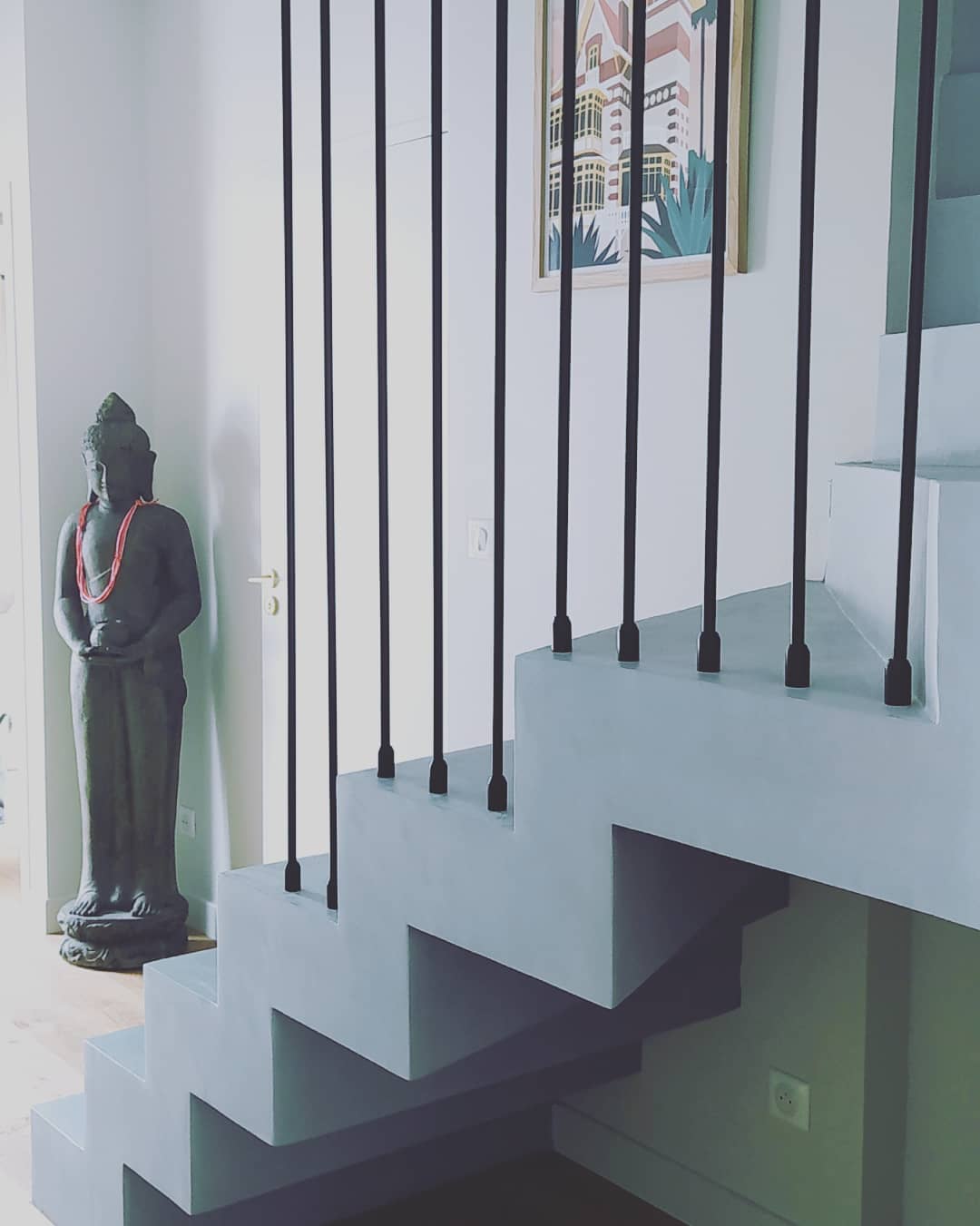 garde corps thermolaqué sur escalier design